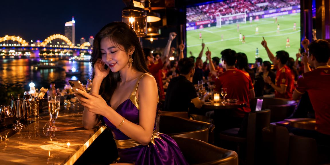 Không khí lễ hội cá cược thể thao tại Đà Nẵng với màn hình hiển thị tỷ lệ kèo trực tiếp